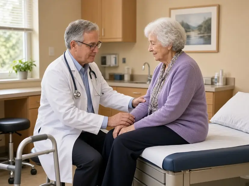 Hospice physician with an elderly patient