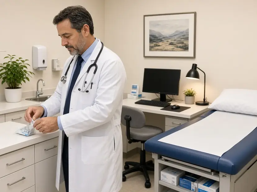 Physician reviewing remote monitoring readings
