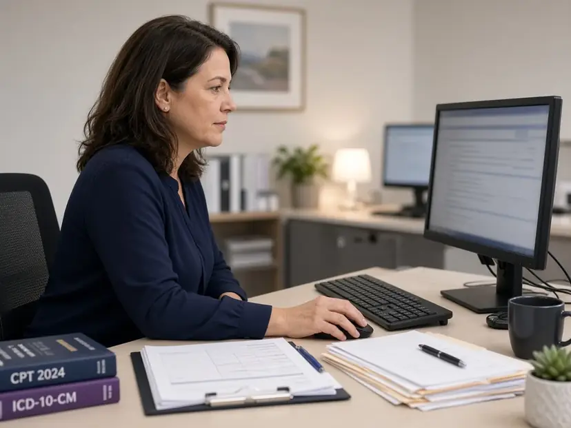 Clinician at a workstation set up for telehealth visits