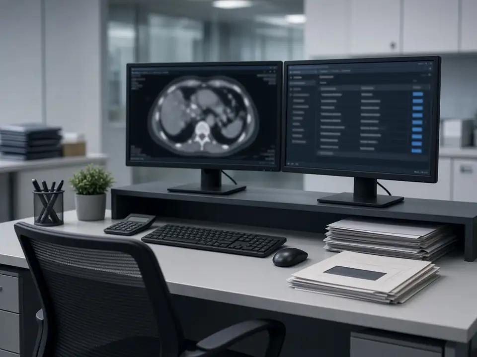 Radiology professional and technical component claim coding